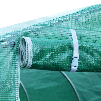 Outsunny 26' X 10' X 7' Walk-In Greenhouse Tunnel, Large Gardening Plant Hot House With 12 Windows And Zipper Doors For Backyard 7 Outsunny 26' X 10' X 7' Walk-In Greenhouse Tunnel, Large Gardening Plant Hot House With 12 Windows And Zipper Doors For Backyard - Image 5