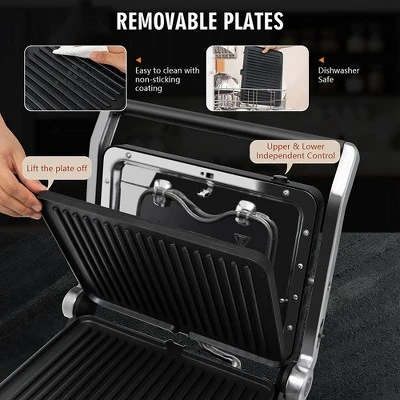 Costway Electric Panini Press Grill 1200W Sandwich Maker With Independent Temperature Control & Removable Drip Tray 10 Costway Electric Panini Press Grill 1200W Sandwich Maker With Independent Temperature Control & Removable Drip Tray - Image 8