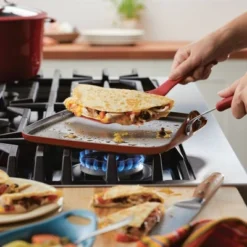 Rachael Ray Cook + Create Aluminum Nonstick Square Stovetop Griddle Pan 11" Red -Home Improvement Store GUEST 01f8f7c3 30dc 4c51 bd6e 6e352695196d