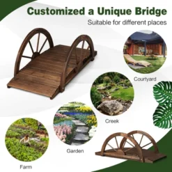 Costway 3.3FT Garden Bridge Classic Arc Wooden Bridge Decorative Garden Landscape -Home Improvement Store GUEST 03dc845e 5a7e 47cb 8451 7892ab3c5e09