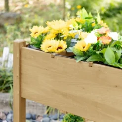 Outsunny 49" X 21" X 34" Raised Garden Bed W/ 8 Grow Grids, Outdoor Wood Plant Box Stand W/ Folding Side Table And Wheels, Natural -Home Improvement Store GUEST 0478916a bc93 4fec ab8b 37ee2ab6ef49