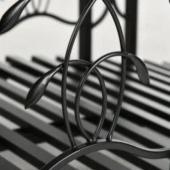 Outsunny 6' Metal Arch Backyard Garden Bridge With 660 Lbs. Weight Capacity, Safety Siderails, Vine Motifs For Backyard Creek, Stream, Pond, Black -Home Improvement Store GUEST 04c96ba8 bf01 49ec bb12 23545e7766ef