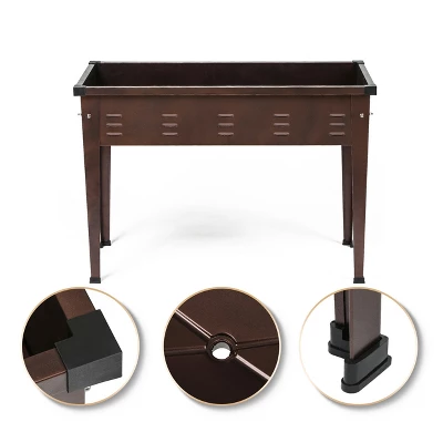 LuxenHome 39.57" W Brown Metal Rectangular Raised Garden Planter 8 LuxenHome 39.57" W Brown Metal Rectangular Raised Garden Planter - Image 6