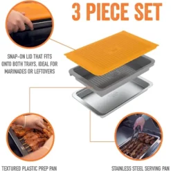 Yukon Glory Grill Prep Trays Include A Plastic Marinade Container For Marinating Meat & A Stainless Steel Serving Platter -Home Improvement Store GUEST 0599e528 bf7f 4711 90f3 f1059d6fddac