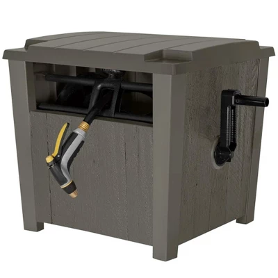 Suncast Farmington Smart Tube Weatherproof Outdoor Hideaway Standard Garden Hose Storage Pot Container With Brass Connections, Stoney 4 Suncast Farmington Smart Tube Weatherproof Outdoor Hideaway Standard Garden Hose Storage Pot Container With Brass Connections, Stoney - Image 2