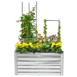 Outsunny Raised Garden Bed, Galvanized Elevated Planter Box With 2 Trellis Tomato Cages, Reinforcing Rods, 4' X 3' X 2', Silver 9 Outsunny Raised Garden Bed, Galvanized Elevated Planter Box With 2 Trellis Tomato Cages, Reinforcing Rods, 4' X 3' X 2', Silver -Home Improvement Store GUEST 06fd4dd5 160c 4419 a1fa ed52a92e631c
