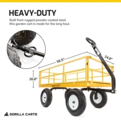 Gorilla Carts 1200lbs. Capacity Industrial Steel Utility Wagon With Removable Sides And 2 In 1 Handle For Towing - Yellow (GOR1201B) -Home Improvement Store GUEST 0729d63c 1101 4a4f b945 f56fba129081