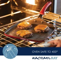 Rachael Ray Cook + Create Aluminum Nonstick Square Stovetop Griddle Pan 11" Red -Home Improvement Store GUEST 072cb118 2875 48f3 9f49 36c9ca060c10