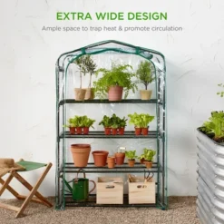 Best Choice Products 40in Wide 4-Tier Mini Greenhouse, Portable Indoor Outdoor Arboretum For Yard W/ Steel Shelves -Home Improvement Store GUEST 08019793 9fdf 471c 884f 18d3db9721f4
