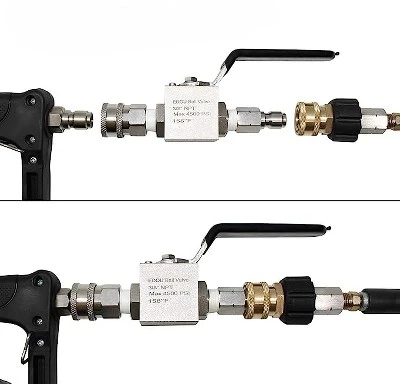 Edou Direct 3/8" Male Plug X 3/8" Ball Valve For High Pressure Washer Hose Kit, Male Quick Connect, 4,500 PSI Max 4 Edou Direct 3/8" Male Plug X 3/8" Ball Valve For High Pressure Washer Hose Kit, Male Quick Connect, 4,500 PSI Max - Image 2