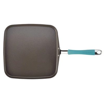 Rachael Ray Cucina Hard Anodized 11" Square Shallow Griddle Agave Blue Handle 4 Rachael Ray Cucina Hard Anodized 11" Square Shallow Griddle Agave Blue Handle - Image 3