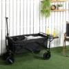 Outsunny Collapsible Wagon, Graden Carts With Wheels, Adjustable Handle, Folding Table And Cup Holders, Black -Home Improvement Store GUEST 0c0f0578 6b0d 4ec9 9415 a2afbbb677ef
