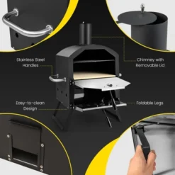 Costway 2-Layer Pizza Oven Wood Fired Pizza Grill Outside Pizza Maker With Waterproof Cover -Home Improvement Store GUEST 0ee2c3d6 e09a 47f1 94a4 77a5cceb54a1