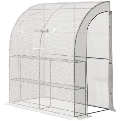 Outsunny 7' X 3' X 7' Outdoor Walk-In Greenhouse, Plant Nursery With Roll-up Windows, PE Cover, And 3 Wire Shelves 5 Outsunny 7' X 3' X 7' Outdoor Walk-In Greenhouse, Plant Nursery With Roll-up Windows, PE Cover, And 3 Wire Shelves - Image 3