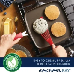 Rachael Ray Cook + Create Aluminum Nonstick Square Stovetop Griddle Pan 11" Red -Home Improvement Store GUEST 10c9f687 bfaf 4a3f b2c8 25943a9eaf76
