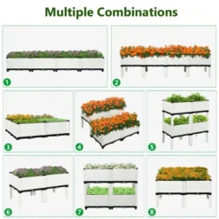 Costway Set Of 4 Raised Garden Bed Elevated Flower Vegetable Herb Grow Planter Box White -Home Improvement Store GUEST 12742eb8 79e5 489d b7ea 7cf478dbd575