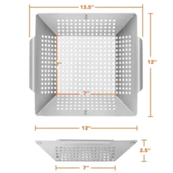 Pure Grill Stainless Steel Vegetable Grilling Basket - Square Wok, Tray, Grill Topper -Home Improvement Store GUEST 1449f92d 011b 48ab aa7f d4410021d1c0