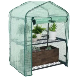 Sunnydaze Decor Sunnydaze Outdoor Portable Growing Rack 2-Tier Greenhouse With Roll-Up Door - 2 Shelves - Green -Home Improvement Store GUEST 15caa8d8 f8c3 45d1 9761 3d7d1b61d239