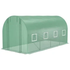 Outsunny Extra-Large Walk-in Tunnel Hoop Greenhouse, PE Cover, Steel, Roll-Up Zipper Door & Windows For Flowers, Vegetables, Tropical Plants, Green -Home Improvement Store GUEST 16151b24 d8b3 4db2 9775 2c68d157d3ad