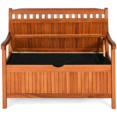 Costway 42'' Storage Bench Deck Box Solid Wood Seating Container Tools Toys W/Backrest 11 Costway 42'' Storage Bench Deck Box Solid Wood Seating Container Tools Toys W/Backrest - Image 9