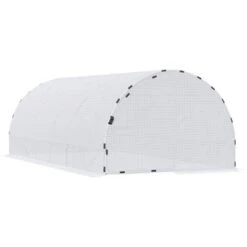 Outsunny 20' X 10' X 7' Large Walk-in Greenhouse, Steel Frame, PE Cover, 2 Doors, Outdoor Tunnel Hoop Hot House Kit, White -Home Improvement Store GUEST 16e2ae47 2181 4262 ba0d 7ad29b00e45b