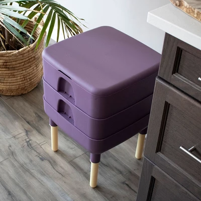 FCMP Outdoor Essential Living 6 Gallon UV Protected Plastic Worm Composter Bin Storage Container Box With 2 Trays For Garden And Home, Plum 5 FCMP Outdoor Essential Living 6 Gallon UV Protected Plastic Worm Composter Bin Storage Container Box With 2 Trays For Garden And Home, Plum - Image 3