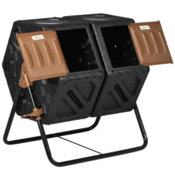 Outsunny Rotating Composter, 34.5 Gallon Dual Chamber Compost Bin With Ventilation Openings And Steel Legs -Home Improvement Store GUEST 1787cd62 d5ba 4e61 a68d 8e44cd6b2a70