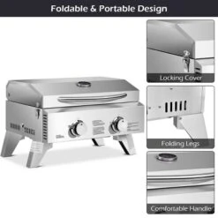 Costway 2 Burner Portable BBQ Table Top Propane Gas Grill Stainless Steel -Home Improvement Store GUEST 17ee9578 453a 4cb2 88e9 1c00b6ff817c