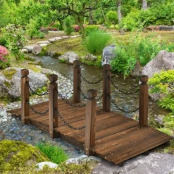 Costway 5 Ft Wooden Garden Bridge Arc Footbridge Stained Finish Walkway W/Rails 12 Costway 5 Ft Wooden Garden Bridge Arc Footbridge Stained Finish Walkway W/Rails -Home Improvement Store GUEST 1c13fdb1 ad9b 4e7e b1ab ccfd86616146