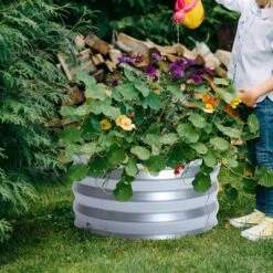 LuxenHome 2ft Round Galvanized Metal Raised Garden Bed Planter 19 LuxenHome 2ft Round Galvanized Metal Raised Garden Bed Planter -Home Improvement Store GUEST 1d48f6dd 5d4d 4e57 acaf 1872918f74c0