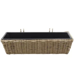 Sunnydaze Decor Sunnydaze Hanging Rectangle Polyrattan Rail Planter With Plastic Liner - 23.5" W X 7.5" D X 6.5" H -Home Improvement Store GUEST 1d63ae32 d26d 4238 a876 338b1e36a017