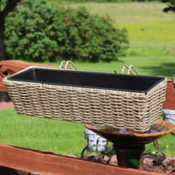 Sunnydaze Decor Sunnydaze Hanging Rectangle Polyrattan Rail Planter With Plastic Liner - 23.5" W X 7.5" D X 6.5" H -Home Improvement Store GUEST 1e6eadbe b9e6 4733 8213 c2b0ff900a68