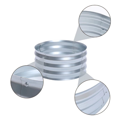 LuxenHome 2ft Round Galvanized Metal Raised Garden Bed Planter 13 LuxenHome 2ft Round Galvanized Metal Raised Garden Bed Planter - Image 11