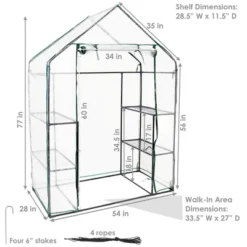 Sunnydaze Decor Sunnydaze Outdoor Portable Tiered Growing Rack Deluxe Walk-In Greenhouse With Roll-Up Door - 4 Shelves - Clear - 54" X 28" X 77" -Home Improvement Store GUEST 1e9e7f44 1ab8 4cb6 9387 cf9645b61dbd