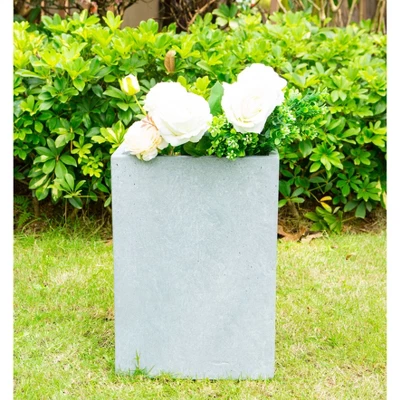 Rosemead Home & Garden, Inc. 8" Wide Kante Lightweight Tall Square Concrete Outdoor Planter Pot Slate Gray 3 Rosemead Home & Garden, Inc. 8" Wide Kante Lightweight Tall Square Concrete Outdoor Planter Pot Slate Gray