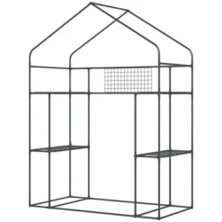 Outsunny Outdoor Walk-in Mini Greenhouse With Mesh Door & Windows, Small Portable Garden Hot House With 6 Shelves, Trellis, & Plant Labels -Home Improvement Store GUEST 21e9359f 0b1f 47f4 822f 2f1d4fa6434d