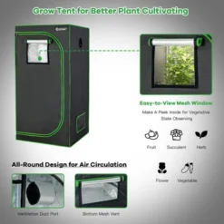 Costway 32''x32''x63''Mylar Hydroponic Grow Tent W/Observation Window & Floor Tray GrayBlack -Home Improvement Store GUEST 24af46c9 40fe 4596 96d6 eb32d0295087