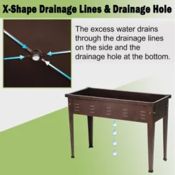 LuxenHome 39.57" W Brown Metal Rectangular Raised Garden Planter 21 LuxenHome 39.57" W Brown Metal Rectangular Raised Garden Planter -Home Improvement Store GUEST 2515347e aa16 4435 a36a 9d42f7b6a50d