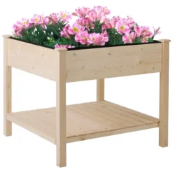 Outsunny 36'' X 36'' Raised Garden Bed With Storage Shelf, 2 Tiers Elevated Wooden Planter Box Stand For Vegetable Flower Herb, Patio And Balcony -Home Improvement Store GUEST 251e9705 85d5 4746 831b 111bcaa28846