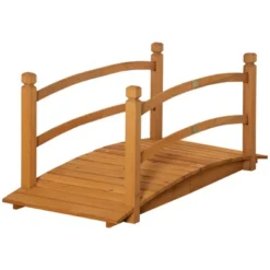 Outsunny 4.7' Garden Bridge, Arc Wood Footbridge, Decorative Pond Bridge With Side Rails -Home Improvement Store GUEST 25623447 f397 48c4 900a 9f0b292185ac