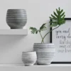 Stoneware Planter Gray And White Striped - Storied Home -Home Improvement Store GUEST 2649ee85 8886 4269 bdd8 70e2ec0585f8