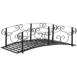 Outsunny 6' Metal Arch Backyard Garden Bridge, Safety Siderails, Arc Footbridge For Backyard Creek, Stream, Pond, Black -Home Improvement Store GUEST 26b3e58c 81b4 415f 8ff7 89dedd1249ef