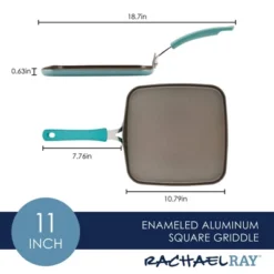 Rachael Ray Cook + Create Aluminum Nonstick Square Stovetop Griddle Pan 11" Agave Blue -Home Improvement Store GUEST 2896672e 95cf 4445 b57f f5f8f766428e
