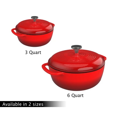 Hastings Home Cast Iron 3-Qt. Dutch Oven With Lid, Enamel-Coated - Red 9 Hastings Home Cast Iron 3-Qt. Dutch Oven With Lid, Enamel-Coated - Red - Image 7
