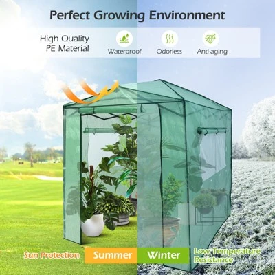 Costway 6'x 8' Portable Walk-in Greenhouse Pop-up Folding Plant Gardening W/Window 8 Costway 6'x 8' Portable Walk-in Greenhouse Pop-up Folding Plant Gardening W/Window - Image 6