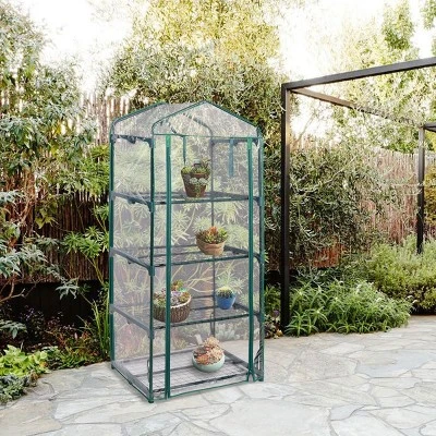 Costway Portable Mini Walk In Outdoor 4 Shelves Greenhouse 8 Costway Portable Mini Walk In Outdoor 4 Shelves Greenhouse - Image 6