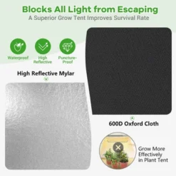 Costway 5x5 Grow Tent, 60''x60''x80'' High Reflective Mylar W/Observation Window GrayBlack -Home Improvement Store GUEST 2ab694a8 3728 4ace ae4f 74762e022c9d
