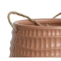 Sagebrook Home 7" Wide Dimpled Hanging Ceramic Planter Rose