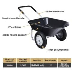 Costway 2 Tire Wheelbarrow Cart Heavy-duty Dolly Utility Cart Black -Home Improvement Store GUEST 2cdf718b 15de 474b a9b6 d8293d2eb24a