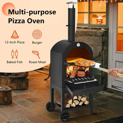 Costway Outdoor Pizza Oven Wood Fire Pizza Maker Grill W/ Pizza Stone & Waterproof Cover 6 Costway Outdoor Pizza Oven Wood Fire Pizza Maker Grill W/ Pizza Stone & Waterproof Cover - Image 4